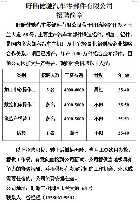 睢宁厂房最新招工信息汇总